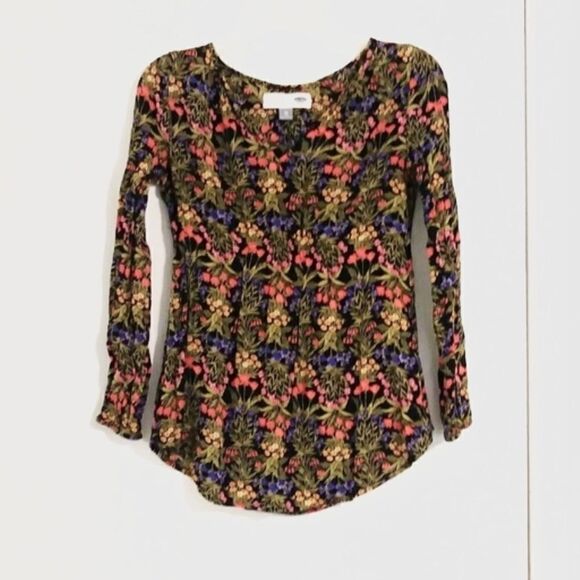 Old Navy Black Floral Long Sleeve Maternity Blouse - Picture 1 of 5